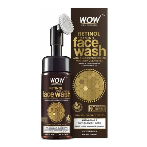1 - WOW Skin Science Retinol Foaming Face Wash,  150 ml  with Built-In Brush 