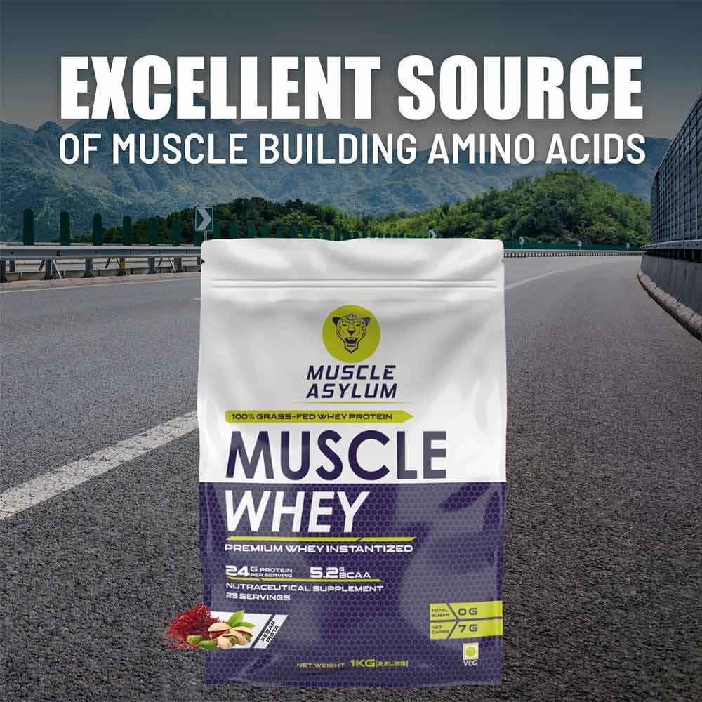 5 - Muscle Asylum Muscle Whey Protein Powder,  2.2 lb  Kesar Pista 