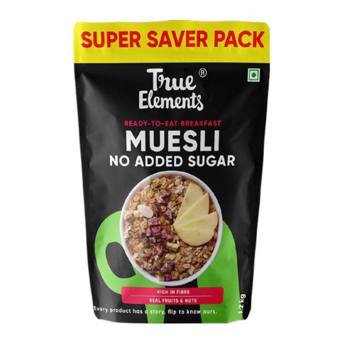 True Elements No Added Sugar Muesli,  1.2 kg  Unflavoured 