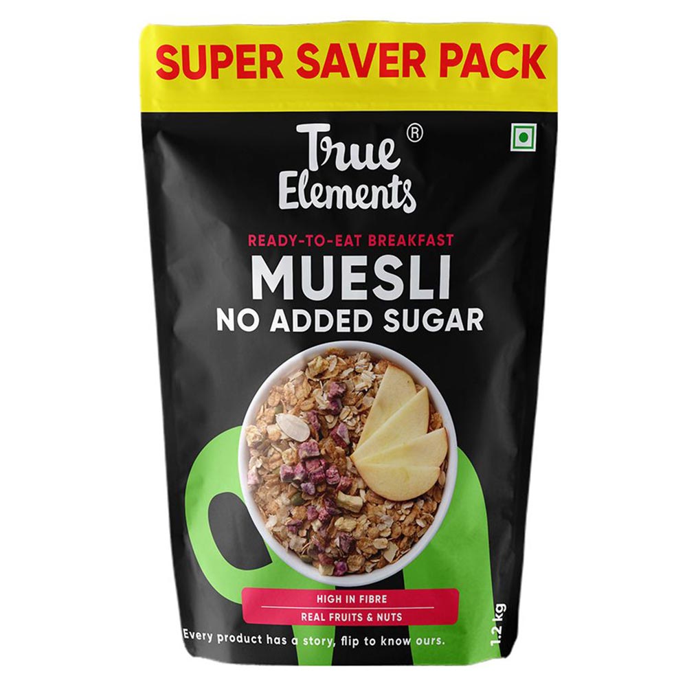 True Elements No Added Sugar Muesli,  1.2 kg  Unflavoured 