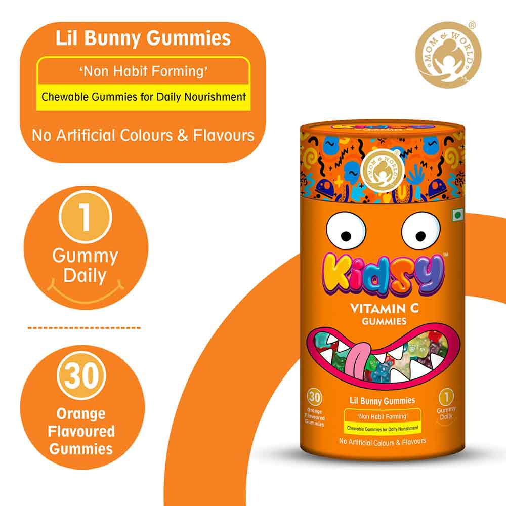 4 - Mom & World Kidsy Vitamin C,  30 gummies  Orange (Pack of 3) 