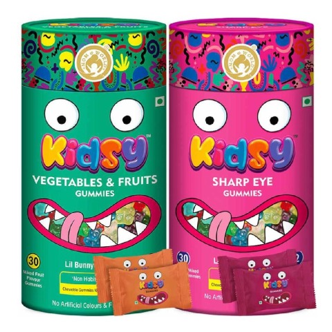 1 - Mom & World Kidsy Vegetables & Fruits, Sharp Eye Combo, 2 Piece(s)/Pack Mixed Fruit, Strawberry Mixed