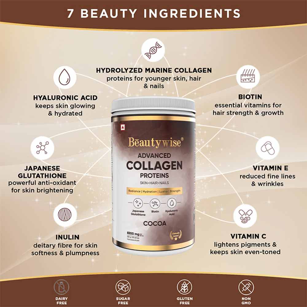6 - Beautywise Advanced Collagen Proteins,  0.250 kg  Cocoa 