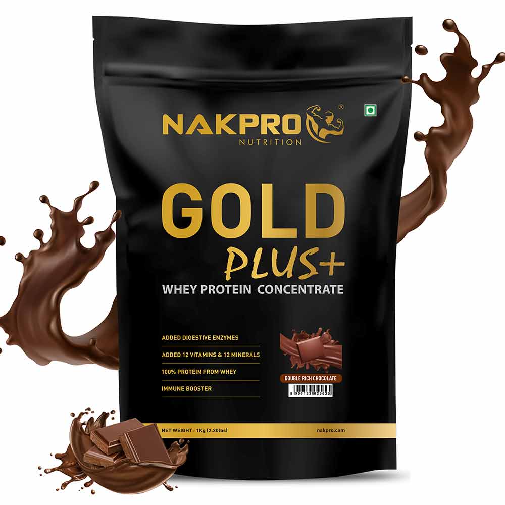 1 - Nakpro Gold Plus+ Whey Protein Concentrate,  2.2 lb  Double Rich Chocolate 