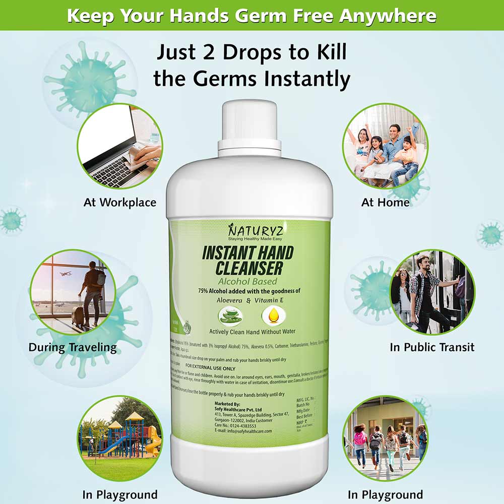 7 - Naturyz Instant Hand Cleanser,  Aloevera & Vitamin E  5 L  Alcohol Based 