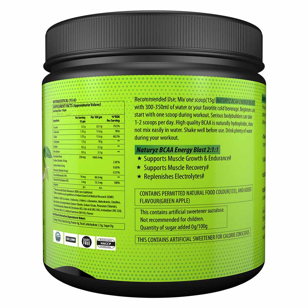 3 - Naturyz BCAA,  0.55 lb  16 Servings  Green Apple 