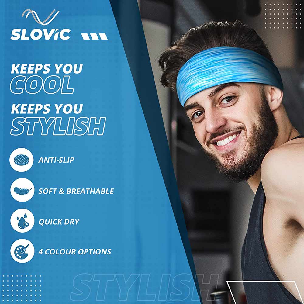 4 - SLOVIC Sport Headband,  Blue  Free Size 