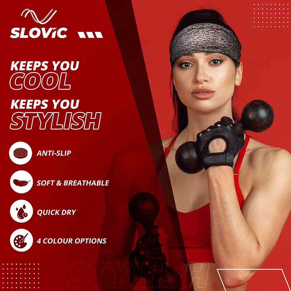4 - SLOVIC Sport Headband,  Grey  Free Size 