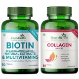 Simply Herbal Biotin 90 Capsules & Collagen 60 Capsules Combo,  2 Piece(s)/Pack  Unflavoured 