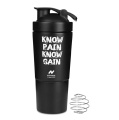 GHC Stainless Steel Shaker Bottle,  Black (with Extra Compartment)  590 ml 