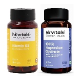 HealthKart HK Vitals 100% Magnesium Glycinate 120 Tabs & Vitamin D3 60 caps