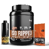 QNT ISO Ripped, Carnipump Ripping Pre-workout 500ml Navel Orange & Creatine Monohydrate Unflavoured 0.198 lb Combo,  2.2 lb  Choco Brownie 