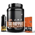 QNT ISO Ripped, Carnipump Ripping Pre-workout 500ml Navel Orange & Creatine Monohydrate Unflavoured 0.198 lb Combo,  2.2 lb  Choco Brownie 