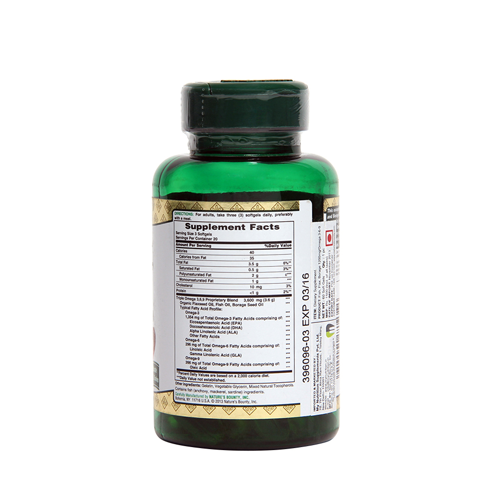 Nature's Bounty Fish Flax Borage, 60 softgels