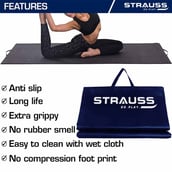 3 - Strauss Yoga Mat Rolling,  Blue  10mm 