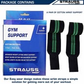 4 - Strauss WL Cotton Wrist Support (Pack of 2),  Black & Green  Free Size 