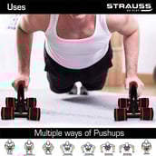 5 - Strauss Moto Push Up Bar,  Pair (Black/Red)  Free Size 