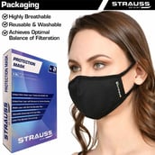 4 - Strauss Unisex Anti-Bacterial Protection Mask, Small, Black