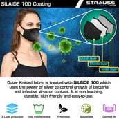 2 - Strauss Unisex Anti-Bacterial Protection Mask with Vent,  Medium, Black 
