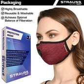 4 - Strauss Unisex Anti-Bacterial Protection Mask with Vent, Medium, Red