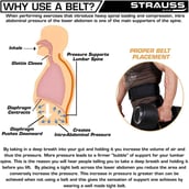 3 - Strauss Weight Lifting Gym Belt Waist Support,  Black  Free Size 