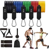 1 - Strauss Resistance Bands Set (Pack of 5),  Assorted  10 lbs,20 lbs,30 lbs,40 lbs,50 lbs 