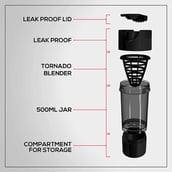 4 - Boldfit Gym Pro Cyclone Shaker,  Black (with Extra Compartment)  500 ml 