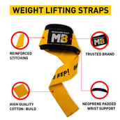 4 - MuscleBlaze Weight Lifting Strap (One More Rep),  Yellow  Free Size 