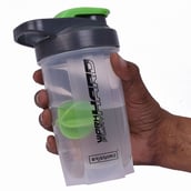 3 - GHC Brisqore Smart Classic Leakproof Protein Shaker,  White with Green Lid  500 ml 
