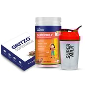 Gritzo Supermilk Personalized Protein & Nutrition Drink Girls 8-12yrs Height Plus+ with Shaker,  400 g  Double Chocolate 