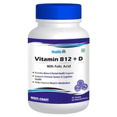 1 - Healthvit Vitamin B12 + D3 with Folic Acid,  60 tablet(s)  Unflavoured 