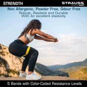 7 - Strauss Exercise Latex Resistance Bands (Set of 5),  Assorted  Medium Heavy and Light 
