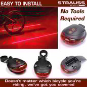5 - Strauss Bicycle Rear Tail Light,  Black 