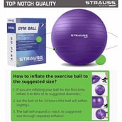 5 - Strauss Round Shape Anti Burst Gym Exercise Ball with Pump, Purple 85 cm