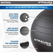 2 - Strauss Round Shape Anti Burst Gym Exercise Ball with Pump,  Black  75 cm 