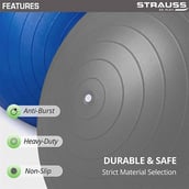 3 - Strauss Round Shape Anti Burst Gym Exercise Ball with Pump,  Grey  75 cm 