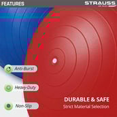 3 - Strauss Round Shape Anti Burst Gym Exercise Ball with Pump,  Red  55 cm 