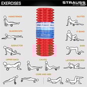 5 - Strauss Grid Yoga Massage Foam Roller, Red 45cm