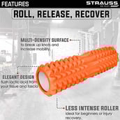 2 - Strauss Grid Yoga Massage Foam Roller,  Orange  33cm 