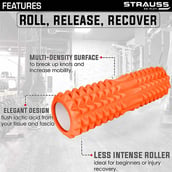 2 - Strauss Grid Yoga Massage Foam Roller,  Orange  45cm 