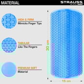 2 - Strauss Standard Yoga Massage Eva Foam Roller, Blue 30cm
