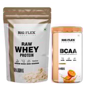 Big Flex Essential Raw Whey Protein, 2.2 lb Unflavoured with Bigflex Essential Bcaa Orange Fizz 250g