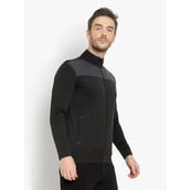 2 - John Ally Color block Jacket with Two Side Zipper Pocket, Black Large