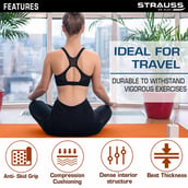 2 - Strauss Anti Skid EVA Yoga Mat with Carry Strap,  Orange  4mm 