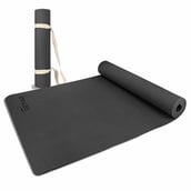 1 - Strauss Anti Skid EVA Yoga Mat with Carry Strap,  Black  6mm 