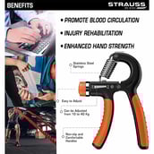 3 - Strauss Adjustable Hand Grip Strengthener,  Black and Orange 