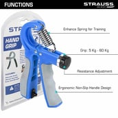 7 - Strauss Adjustable Hand Grip with Counter,  Blue 