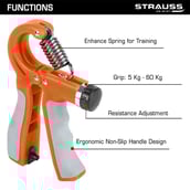 5 - Strauss Adjustable Hand Grip with Counter,  Orange 