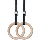 Strauss Wooden Gymnastics Ring with Adjustable Straps,  White  Free Size 