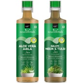 2 - NourishVitals Aloe Vera Amla Juice + Giloy Neem & Tulsi Juice 500 ml Combo,  Natural  2 Piece(s)/Pack 